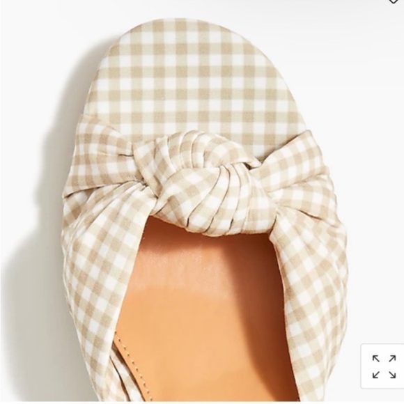 J Crew Gingham Bow Slide Sandal Heels Sz 5 - Picture 2 of 6